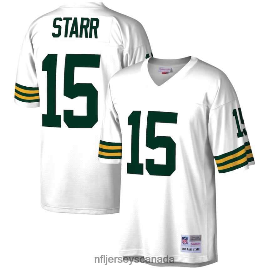 Men Green Bay Packers Bart Starr Mitchell & Ness White 1969 Legacy Replica Jersey Clothing NFL TBXFR6931