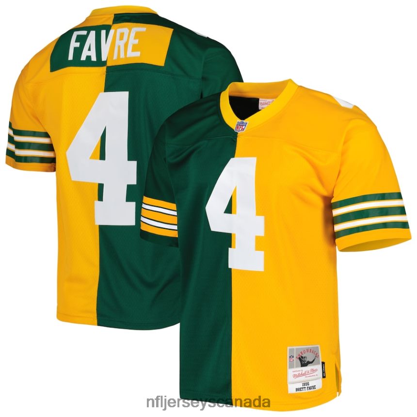 Men Green Bay Packers Brett Favre Mitchell & Ness Green/Gold 1996 Split Legacy Replica Jersey Clothing NFL TBXFR61669