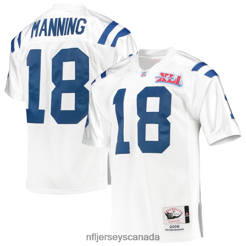 Men Indianapolis Colts Peyton Manning Mitchell & Ness White 2006 Super Bowl XLI Authentic Retired Player Jersey Clothing NFL TBXFR62582