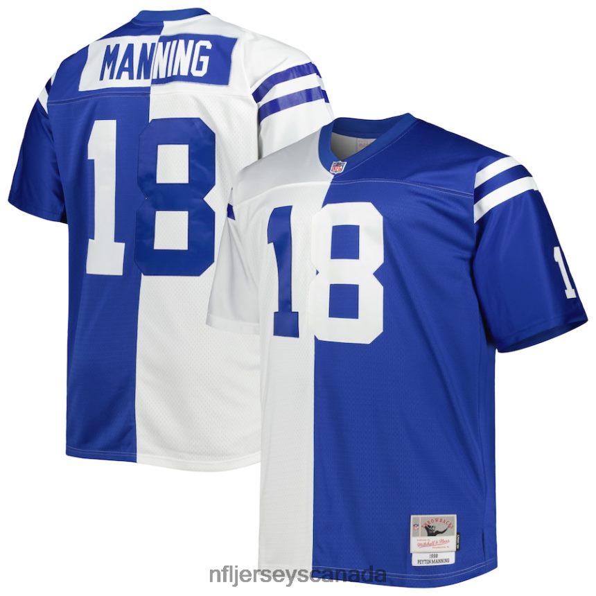 Men Indianapolis Colts Peyton Manning Mitchell & Ness White/Royal Big & Tall Split Legacy Retired Player Replica Jersey Clothing NFL TBXFR62291