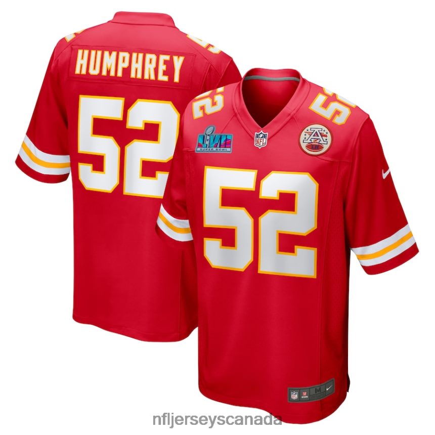 Men Kansas City Chiefs Creed Humphrey Nike Red Super Bowl LVII Patch Game Jersey Clothing NFL TBXFR6799