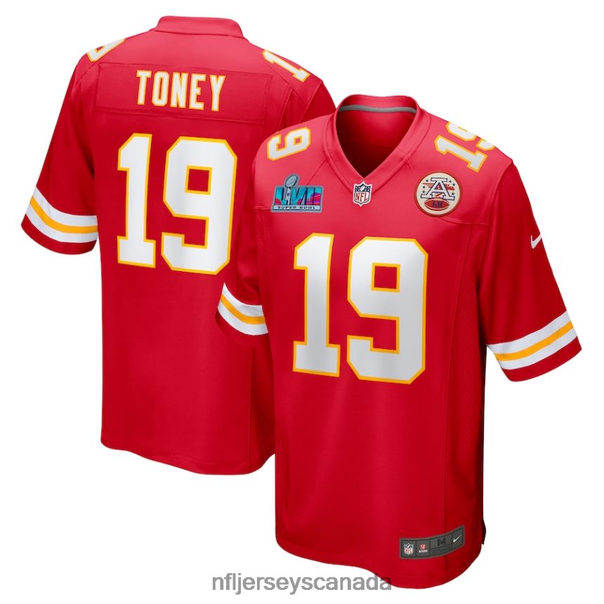 Men Kansas City Chiefs Kadarius Toney Nike Red Super Bowl LVII Patch Game Jersey Clothing NFL TBXFR6235