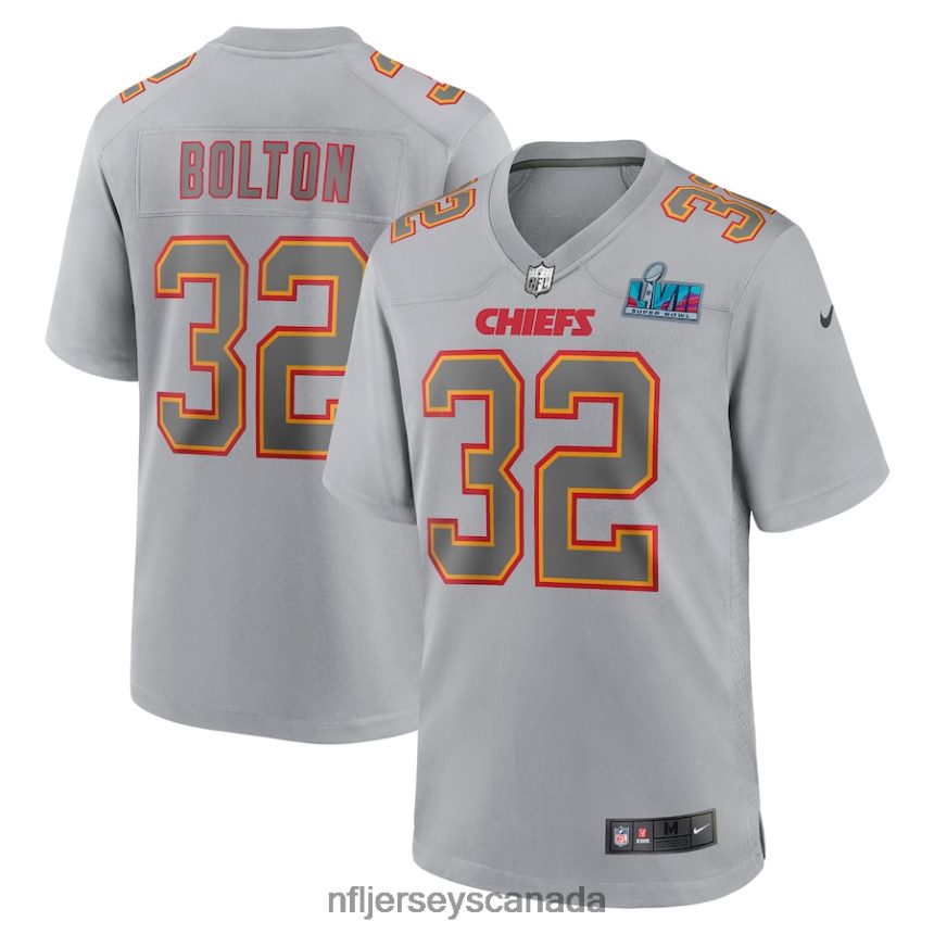 Men Kansas City Chiefs Nick Bolton Nike Gray Super Bowl LVII Patch Atmosphere Fashion Game Jersey Clothing NFL TBXFR6429