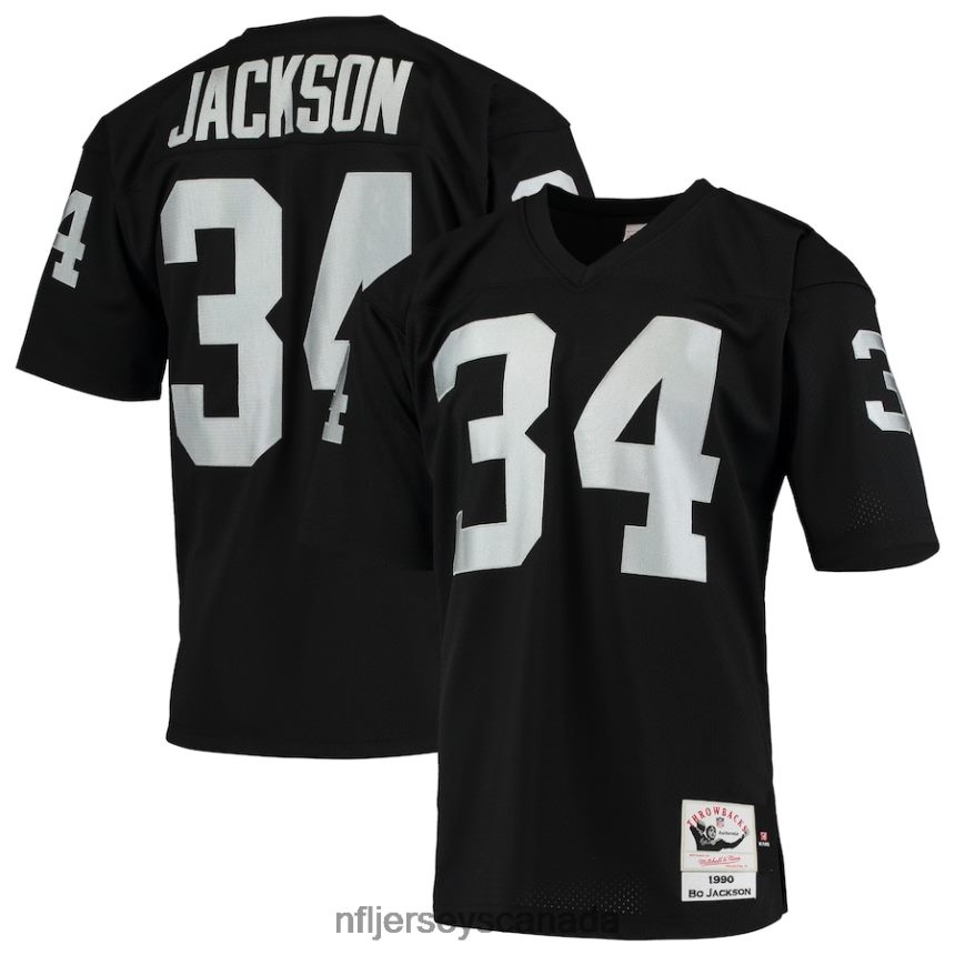 Men Las Vegas Raiders Bo Jackson Mitchell & Ness Black 1990 Authentic Throwback Retired Player Jersey Clothing NFL TBXFR6287