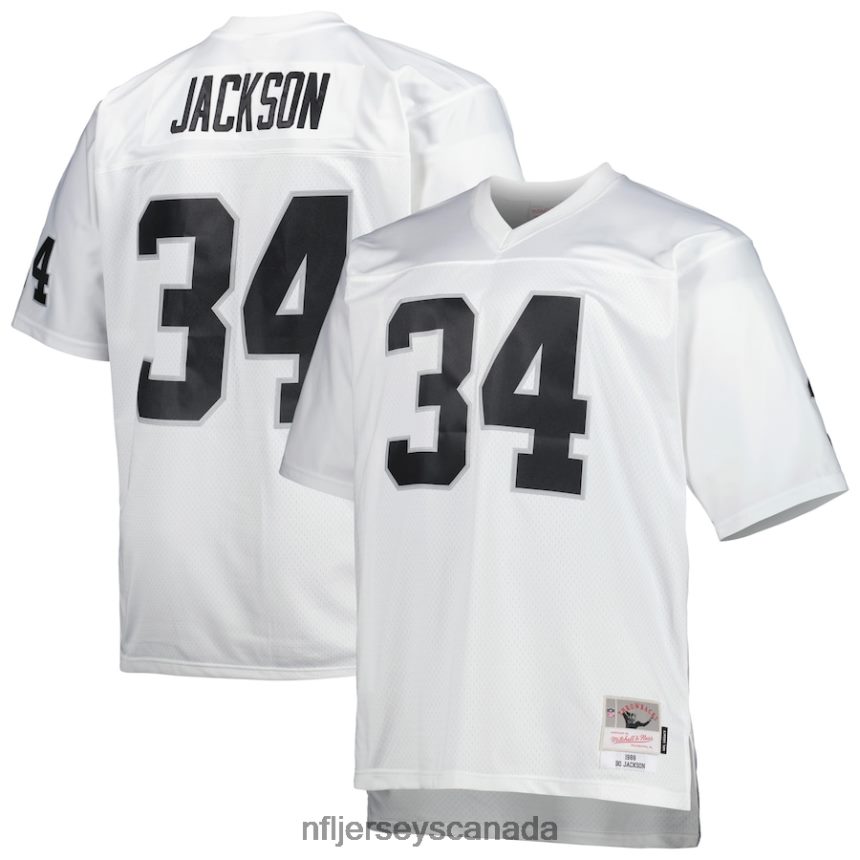Men Las Vegas Raiders Bo Jackson Mitchell & Ness White Big & Tall 1988 Retired Player Replica Jersey Clothing NFL TBXFR6575