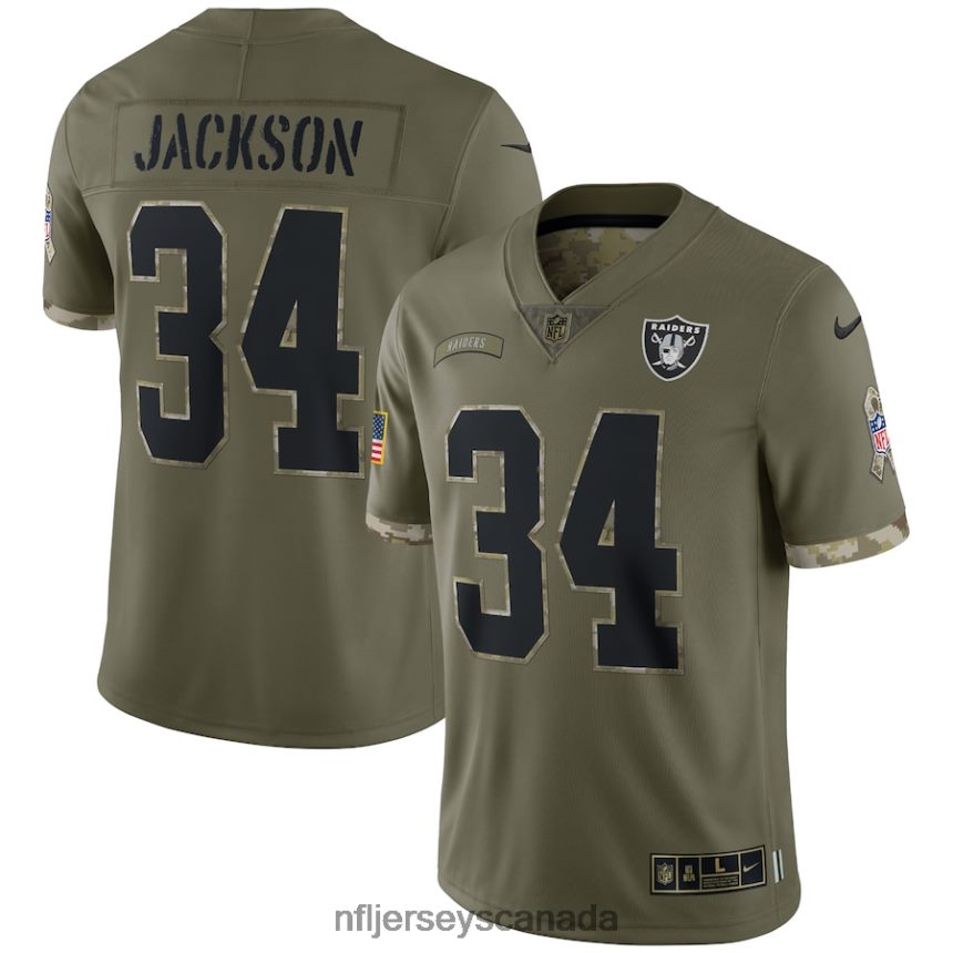 Men Las Vegas Raiders Bo Jackson Nike Olive 2022 Salute To Service Retired Player Limited Jersey Clothing NFL TBXFR61742