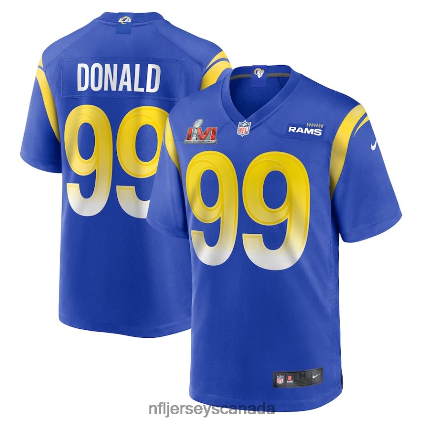 Men Los Angeles Rams Aaron Donald Nike Royal Super Bowl LVI Game Patch Jersey Clothing NFL TBXFR62744