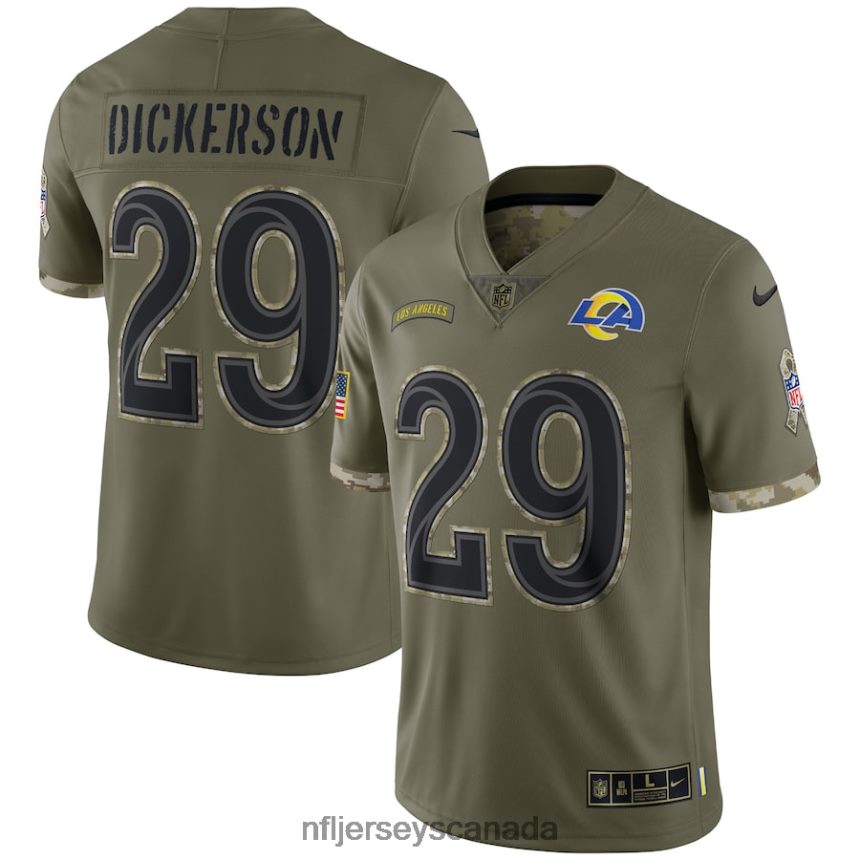 Men Los Angeles Rams Eric Dickerson Nike Olive 2022 Salute To Service Retired Player Limited Jersey Clothing NFL TBXFR62894