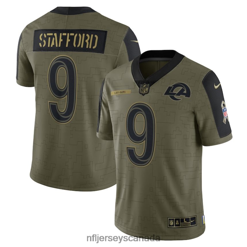 Men Los Angeles Rams Matthew Stafford Nike Olive 2021 Salute To Service Limited Player Jersey Clothing NFL TBXFR65591