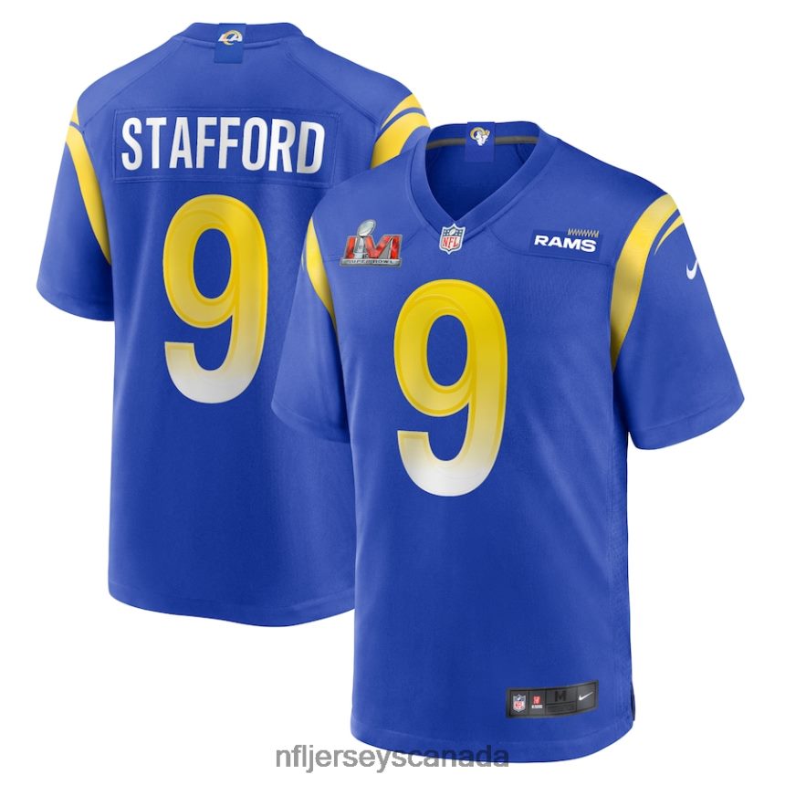 Men Los Angeles Rams Matthew Stafford Nike Royal Super Bowl LVI Game Patch Jersey Clothing NFL TBXFR62324