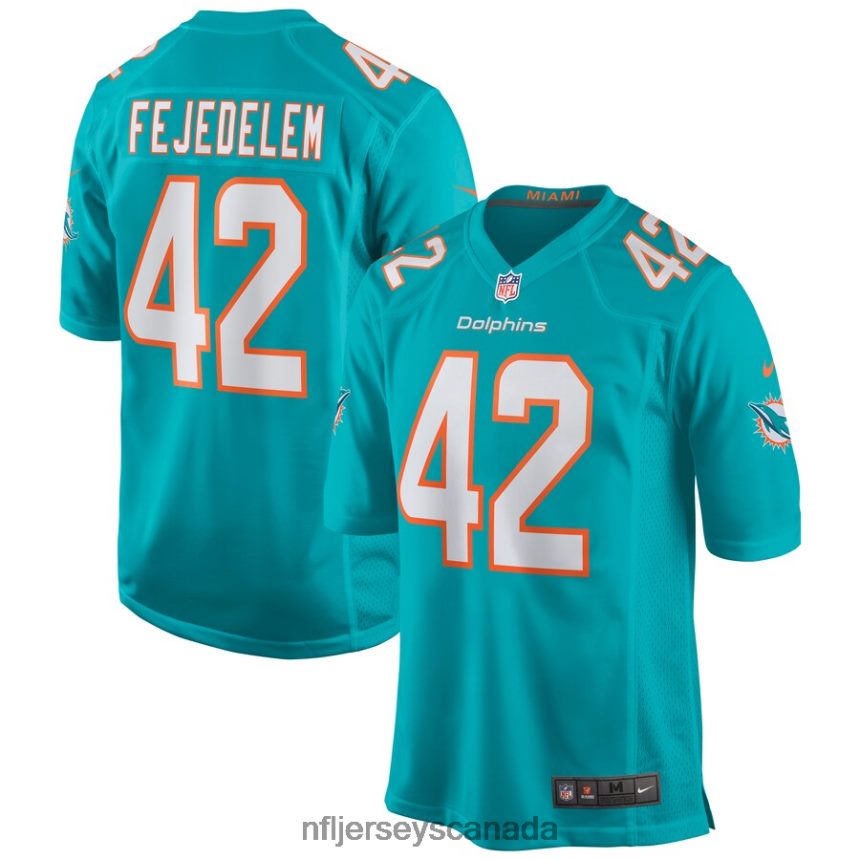 Men Miami Dolphins Clayton Fejedelem Nike Aqua Game Jersey Clothing NFL TBXFR66057