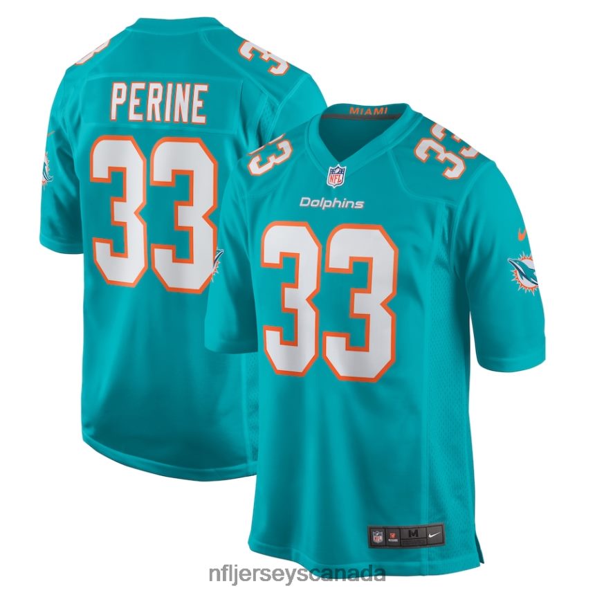 Men Miami Dolphins Lamical Perine Nike Aqua Home Game Player Jersey Clothing NFL TBXFR64435
