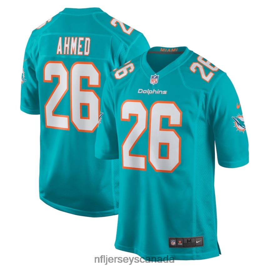 Men Miami Dolphins Salvon Ahmed Nike Aqua Game Jersey Clothing NFL TBXFR65686