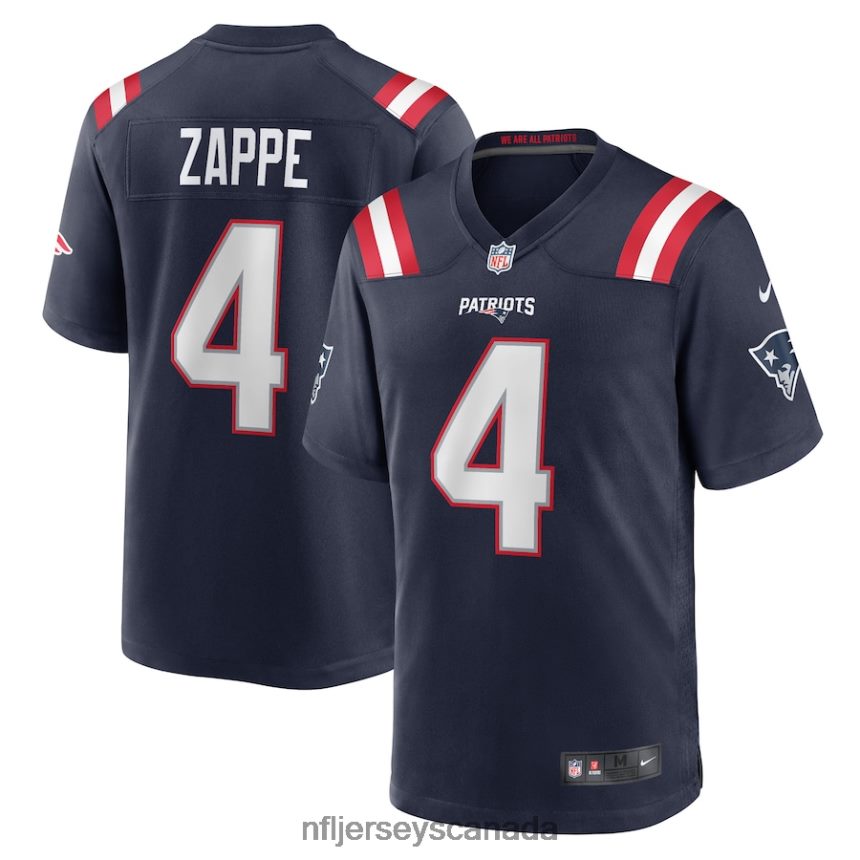 Men New England Patriots Bailey Zappe Nike Navy Game Player Jersey Clothing NFL TBXFR61831