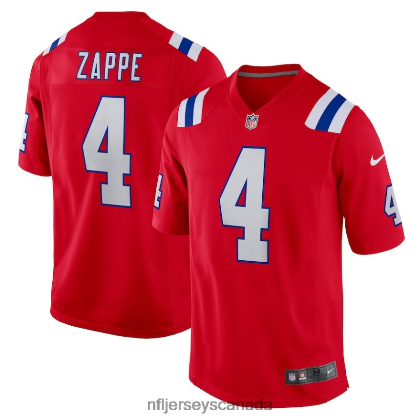 Men New England Patriots Bailey Zappe Nike Red Alternate Game Player Jersey Clothing NFL TBXFR61274