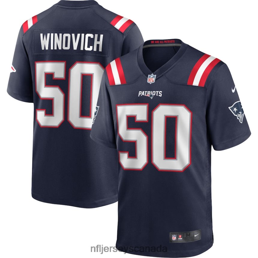 Men New England Patriots Chase Winovich Nike Navy Game Player Jersey Clothing NFL TBXFR61777