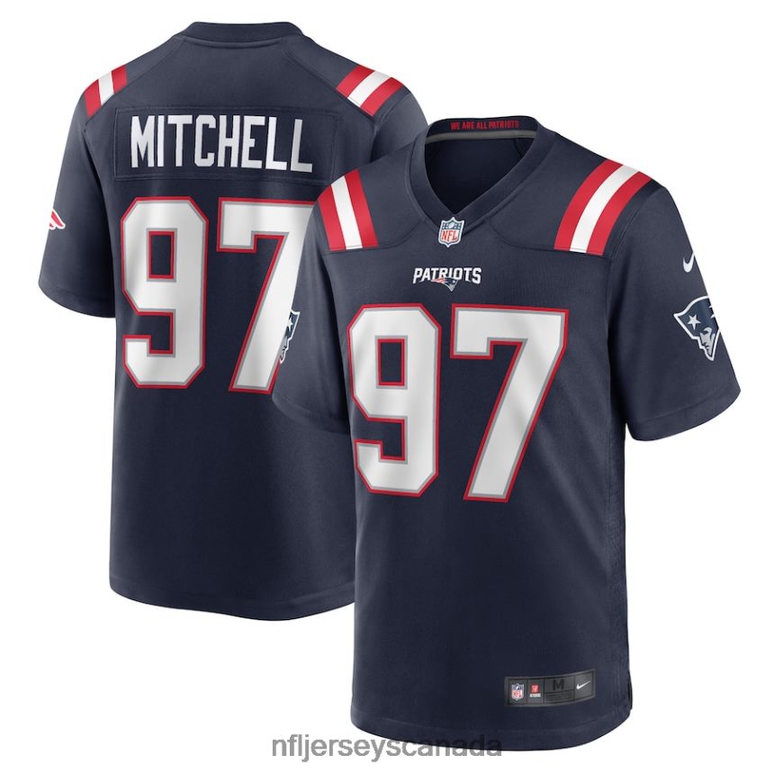 Men New England Patriots DaMarcus Mitchell Nike Navy Game Player Jersey Clothing NFL TBXFR64371