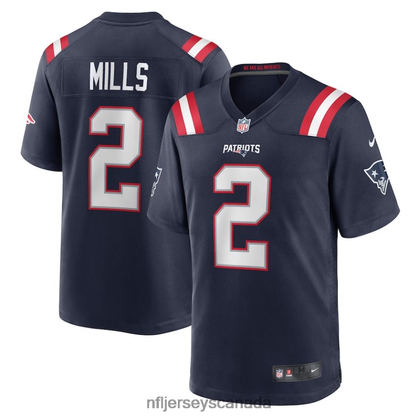 Men New England Patriots Jalen Mills Nike Navy Game Player Jersey Clothing NFL TBXFR64290