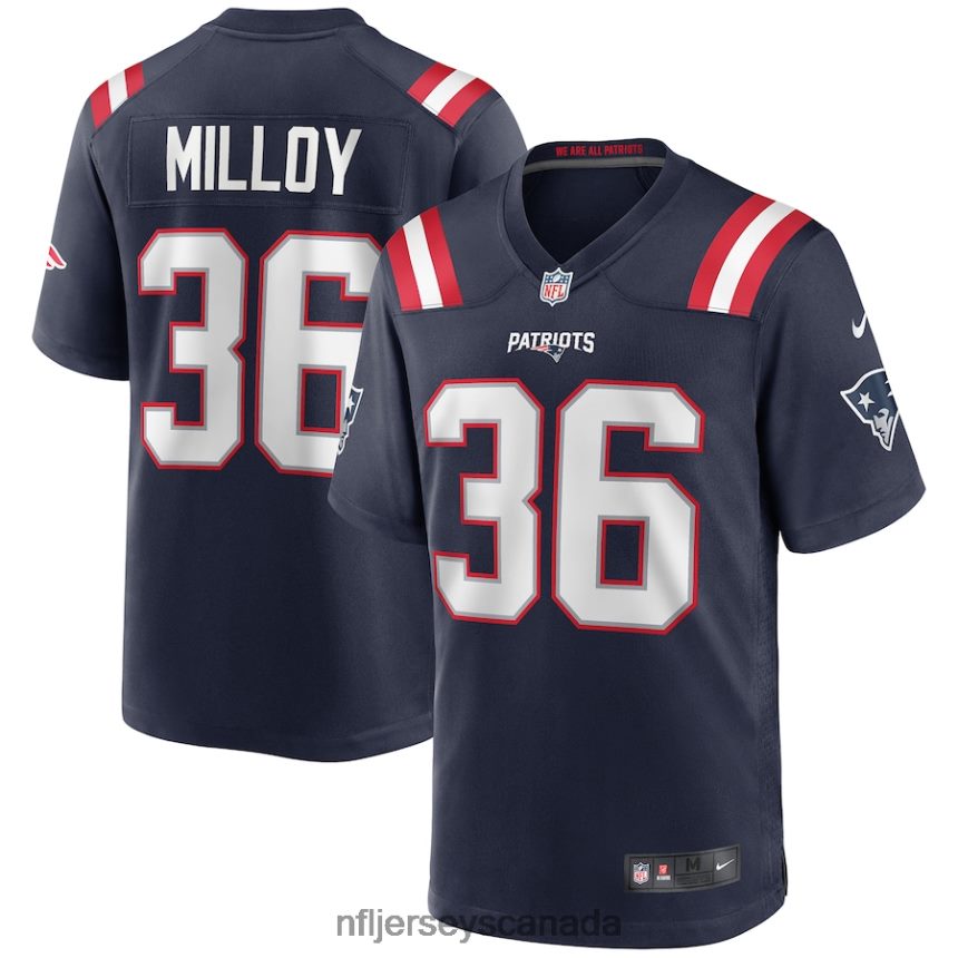 Men New England Patriots Lawyer Milloy Nike Navy Game Retired Player Jersey Clothing NFL TBXFR66107