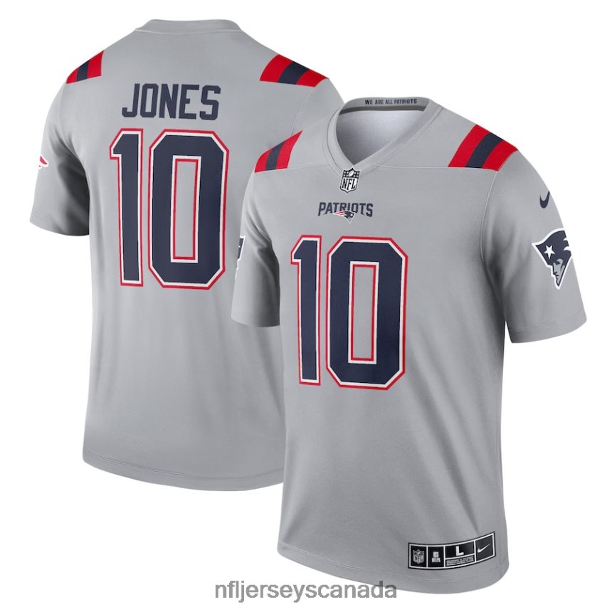 Men New England Patriots Mac Jones Nike Gray Inverted Legend Jersey Clothing NFL TBXFR61878