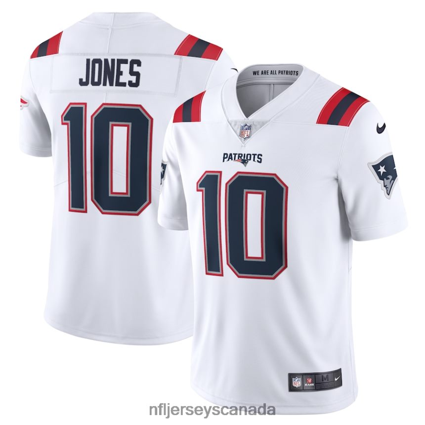 Men New England Patriots Mac Jones Nike White Vapor Limited Jersey Clothing NFL TBXFR62058
