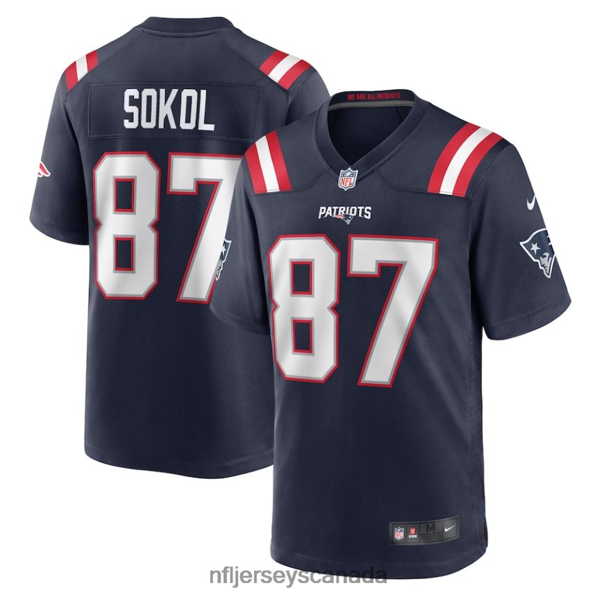 Men New England Patriots Matt Sokol Nike Navy Game Player Jersey Clothing NFL TBXFR66380