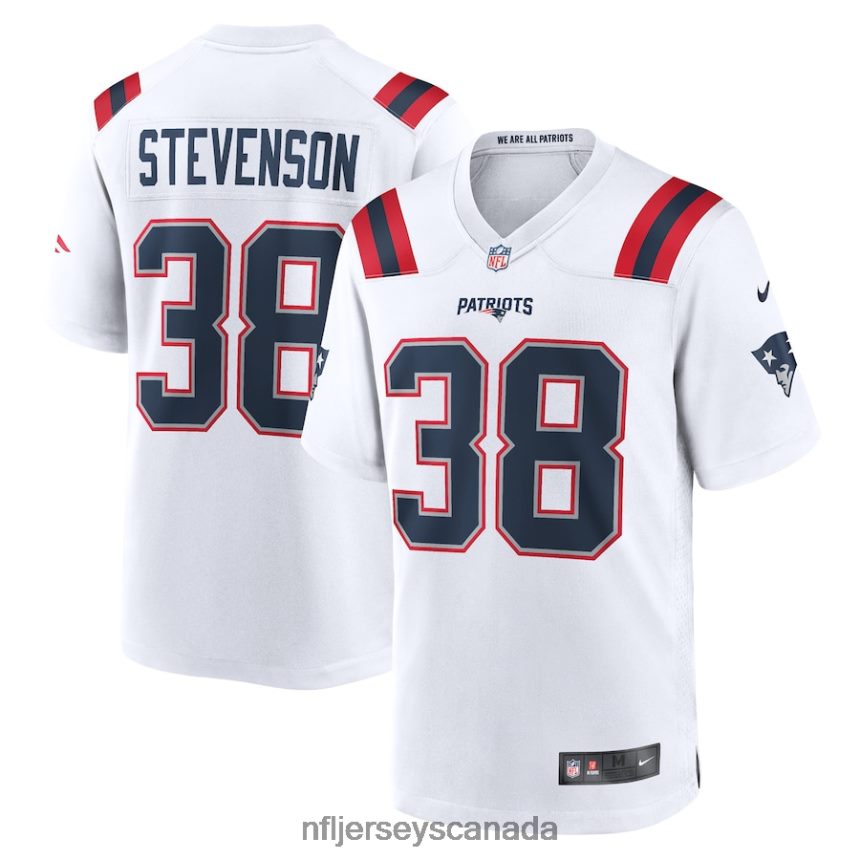 Men New England Patriots Rhamondre Stevenson Nike White Game Player Jersey Clothing NFL TBXFR61961