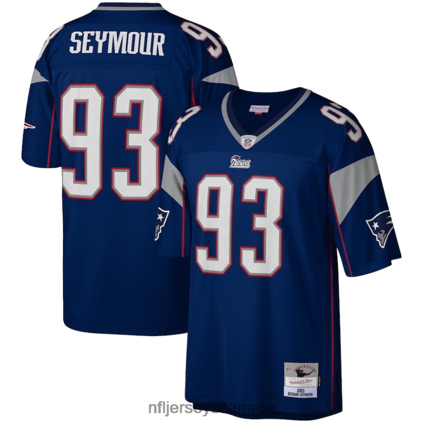 Men New England Patriots Richard Seymour Mitchell & Ness Navy 2003 Legacy Replica Jersey Clothing NFL TBXFR61847
