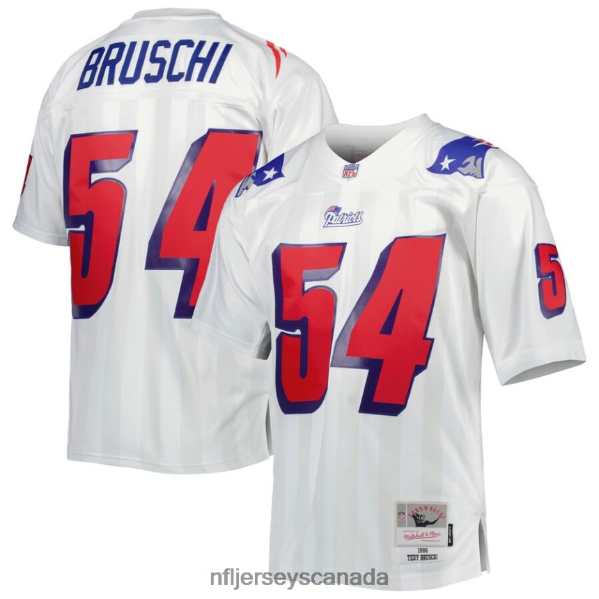 Men New England Patriots Tedy Bruschi Mitchell & Ness White 1996 Legacy Replica Jersey Clothing NFL TBXFR61481