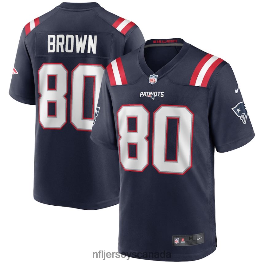 Men New England Patriots Troy Brown Nike Navy Game Retired Player Jersey Clothing NFL TBXFR65872