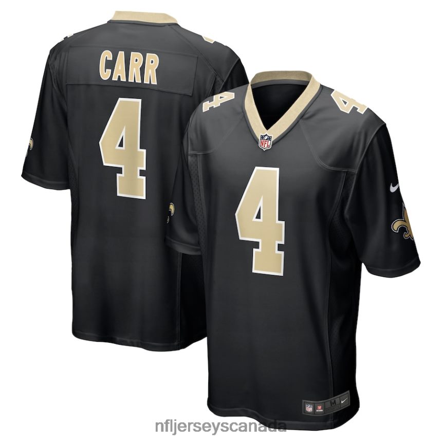 Men New Orleans Saints Derek Carr Nike Black Game Jersey Clothing NFL TBXFR647