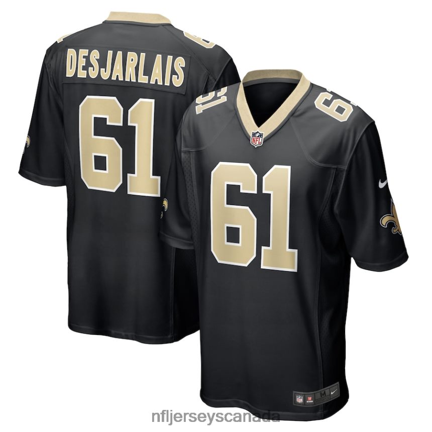 Men New Orleans Saints Drew Desjarlais Nike Black Game Player Jersey Clothing NFL TBXFR67095