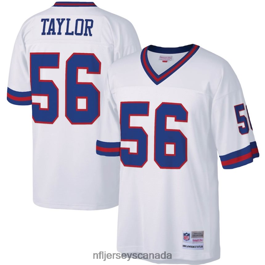 Men New York Giants Lawrence Taylor Mitchell & Ness White Legacy Replica Jersey Clothing NFL TBXFR6990