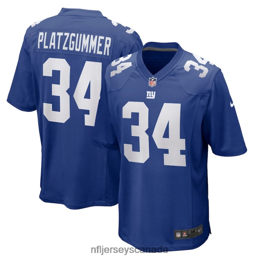 Men New York Giants Sandro Platzgummer Nike Royal Game Player Jersey Clothing NFL TBXFR66282