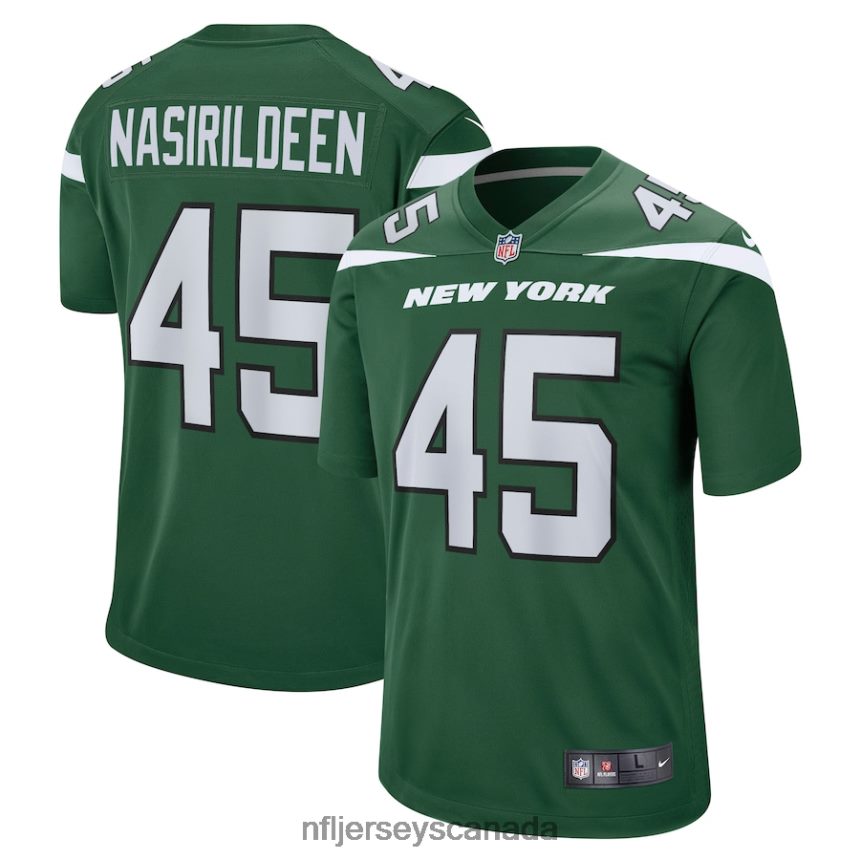 Men New York Jets Hamsah Nasirildeen Nike Gotham Green Game Jersey Clothing NFL TBXFR65829