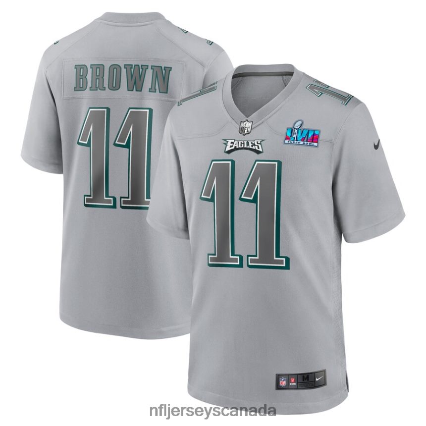 Men Philadelphia Eagles A.J. Brown Nike Gray Super Bowl LVII Patch Atmosphere Fashion Game Jersey Clothing NFL TBXFR6180