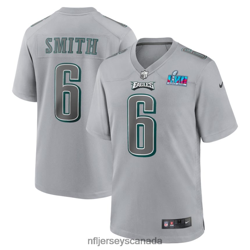 Men Philadelphia Eagles DeVonta Smith Nike Gray Super Bowl LVII Patch Atmosphere Fashion Game Jersey Clothing NFL TBXFR6481