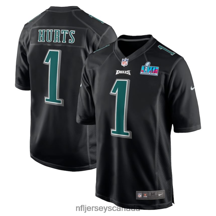 Men Philadelphia Eagles Jalen Hurts Nike Black Super Bowl LVII Patch Fashion Game Jersey Clothing NFL TBXFR654
