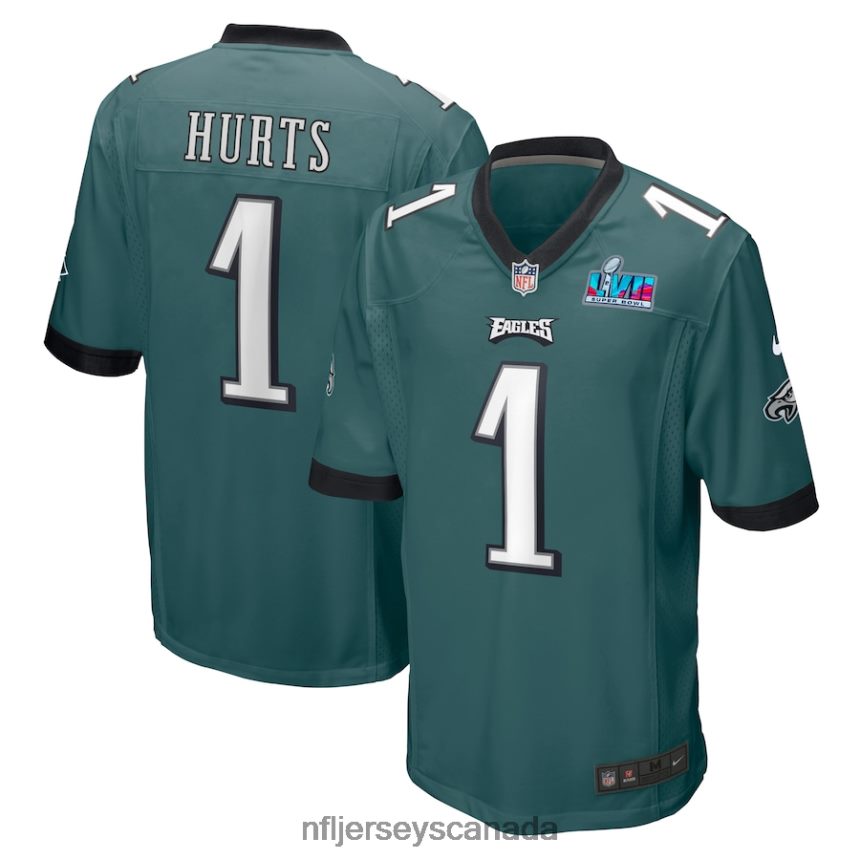 Men Philadelphia Eagles Jalen Hurts Nike Midnight Green Super Bowl LVII Patch Game Jersey Clothing NFL TBXFR67