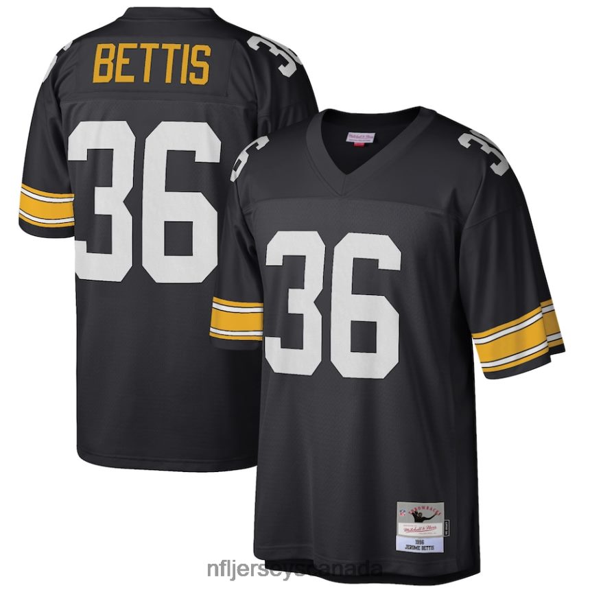 Men Pittsburgh Steelers Jerome Bettis Mitchell & Ness Black Big & Tall 1996 Retired Player Replica Jersey Clothing NFL TBXFR6840