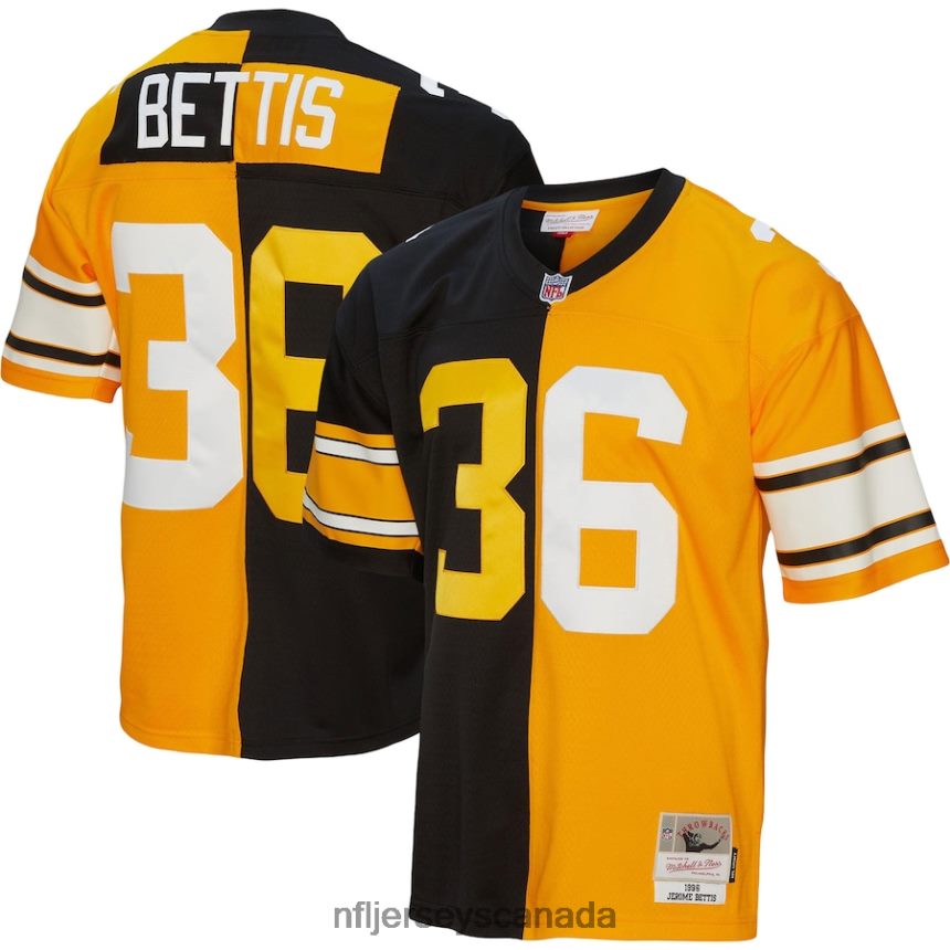 Men Pittsburgh Steelers Jerome Bettis Mitchell & Ness Black/Gold 1996 Split Legacy Replica Jersey Clothing NFL TBXFR6837