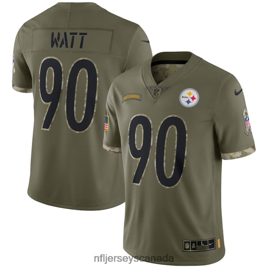 Men Pittsburgh Steelers T.J. Watt Nike Olive 2022 Salute To Service Limited Jersey Clothing NFL TBXFR62455