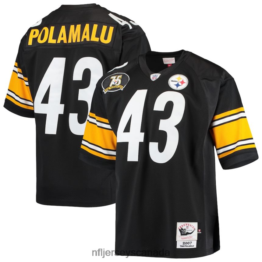 Men Pittsburgh Steelers Troy Polamalu Mitchell & Ness Black 2007 Authentic Retired Player Jersey Clothing NFL TBXFR61064