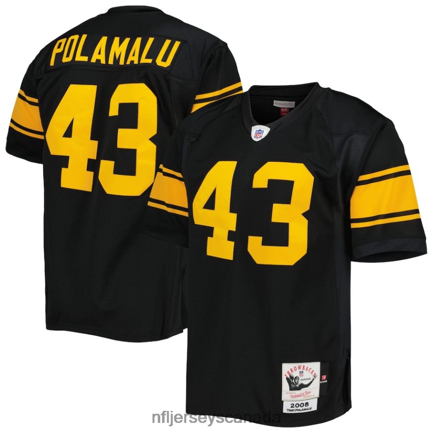 Men Pittsburgh Steelers Troy Polamalu Mitchell & Ness Black 2008 Alternate Authentic Retired Player Jersey Clothing NFL TBXFR65810