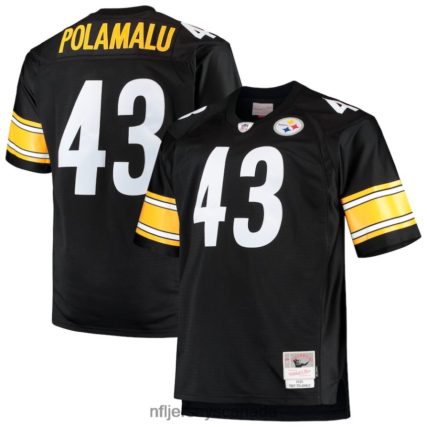 Men Pittsburgh Steelers Troy Polamalu Mitchell & Ness Black Big & Tall 2005 Retired Player Replica Jersey Clothing NFL TBXFR61869
