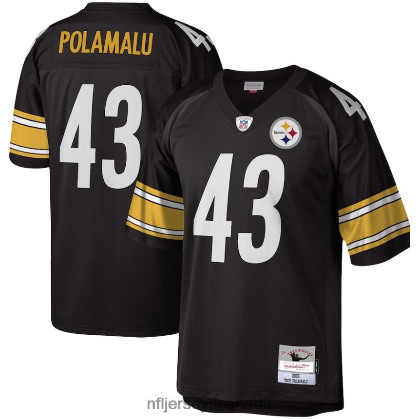 Men Pittsburgh Steelers Troy Polamalu Mitchell & Ness Black Legacy Replica Jersey Clothing NFL TBXFR62249