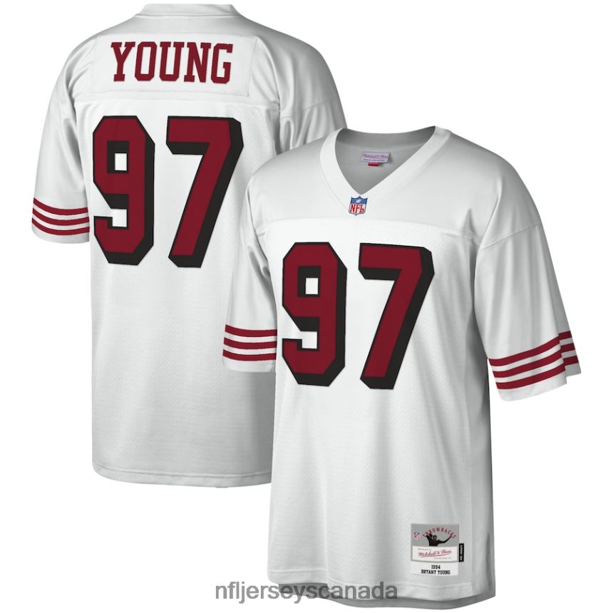 Men San Francisco 49ers Bryant Young Mitchell & Ness White 1994 Legacy Replica Jersey Clothing NFL TBXFR62073