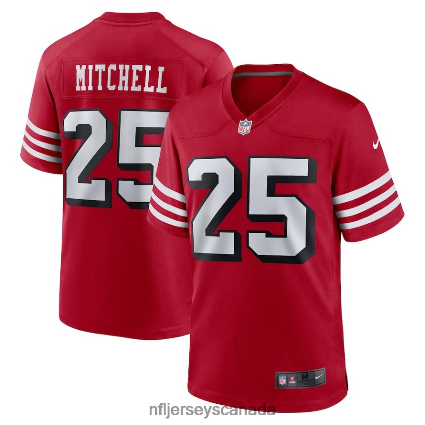 Men San Francisco 49ers Elijah Mitchell Nike Scarlet Alternate Game Jersey Clothing NFL TBXFR63652