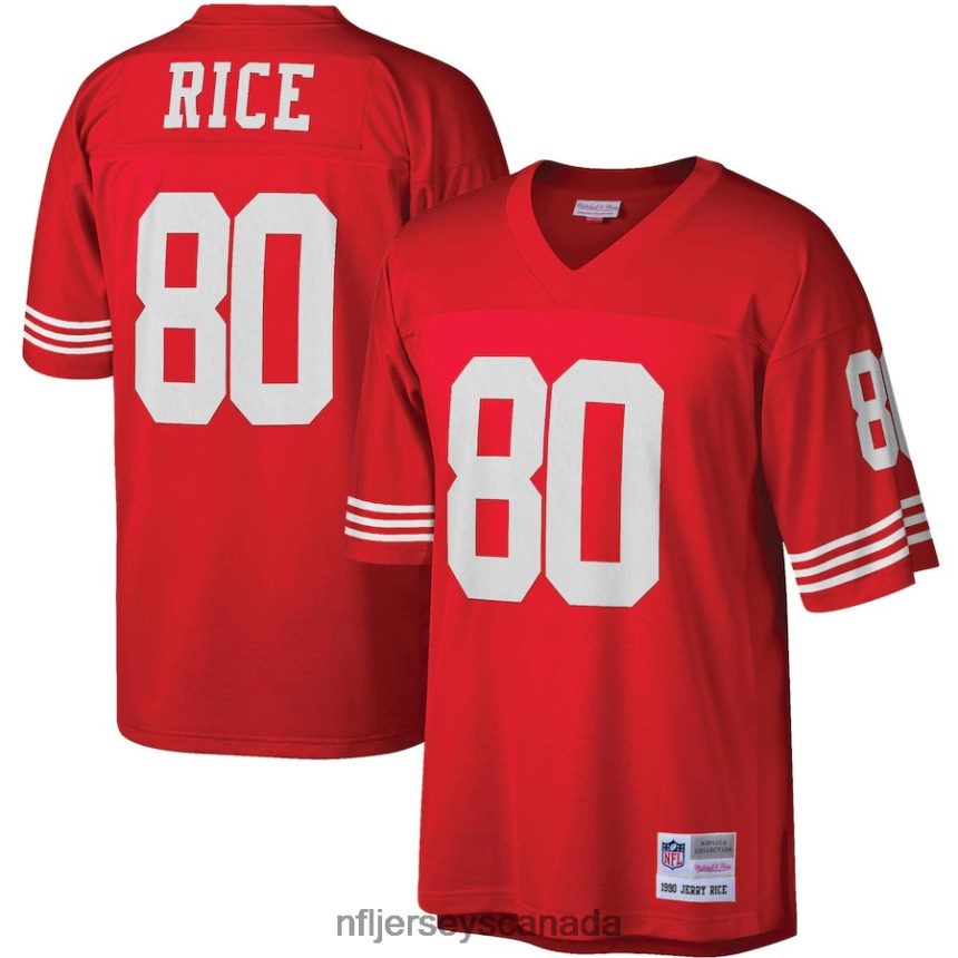 Men San Francisco 49ers Jerry Rice Mitchell & Ness Scarlet Big & Tall 1990 Retired Player Replica Jersey Clothing NFL TBXFR61000