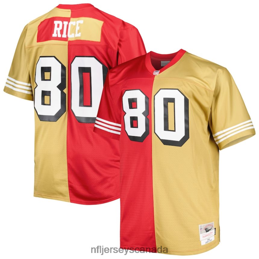 Men San Francisco 49ers Jerry Rice Mitchell & Ness Scarlet/Gold Big & Tall Split Legacy Retired Player Replica Jersey Clothing NFL TBXFR62132